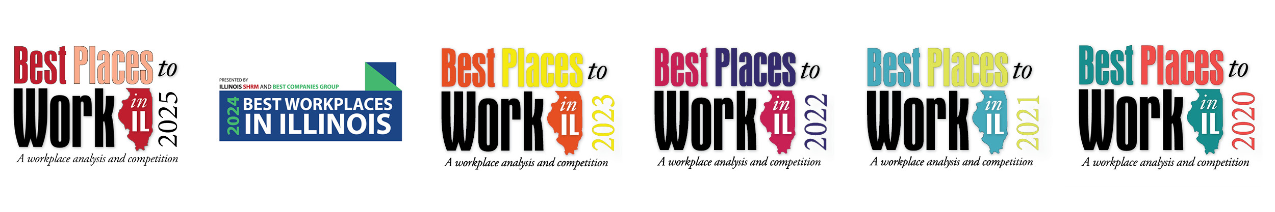 Illinois Best Places to Work Logo noting we've won in 2025, 2024, 2023, 2022, 2021, and 2020