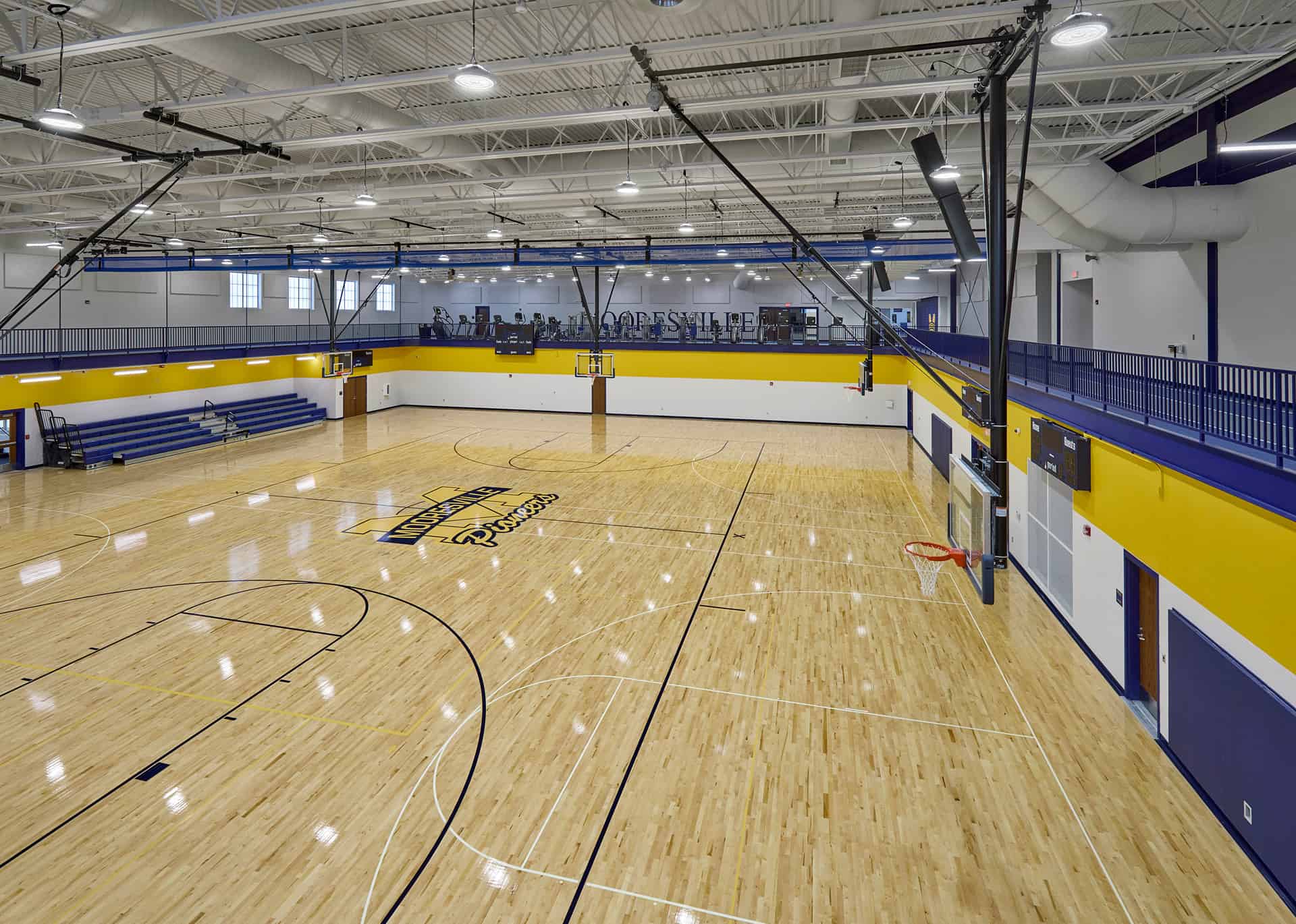 New Mooresville High School Pioneer Pavilion Gymnasium with upper Running Track