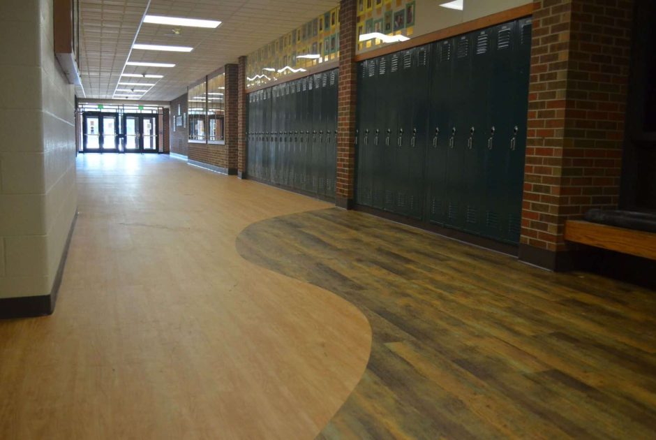 East Porter County Schools new main hallway flooring