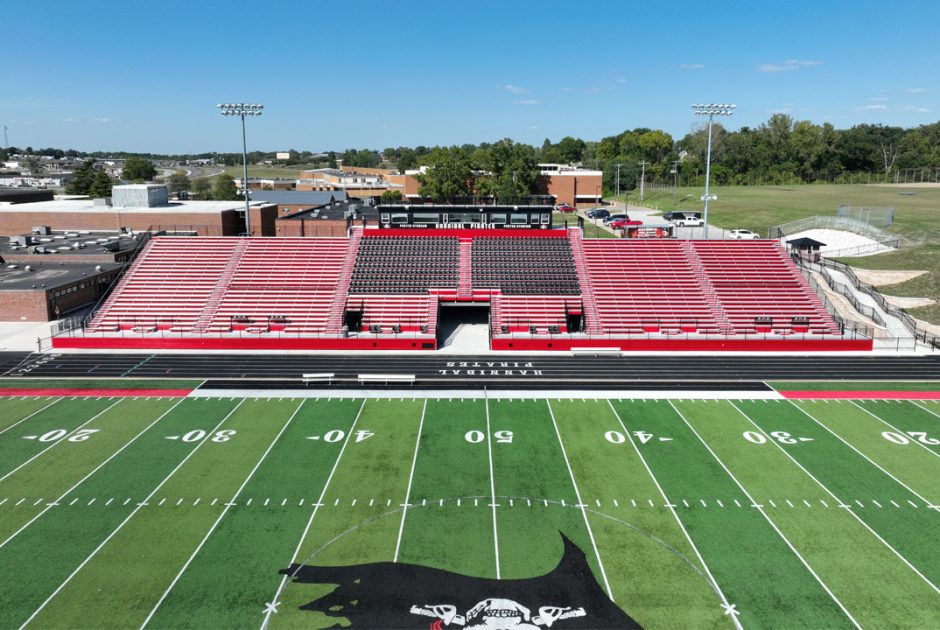 Hannibal High School Football Stadium Bleachers and Press Box
