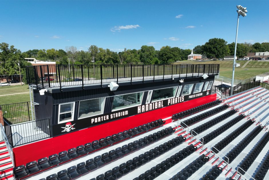 Hannibal High School Football Stadium Bleachers and Press Box