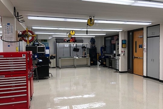 Shop classroom with LED lighting