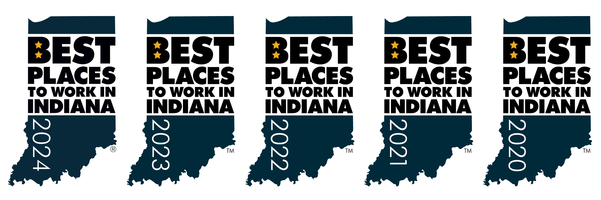 Indiana Best Places to Work Logo noting we've won in 2024, 2023, 2022, 2021, and 2020