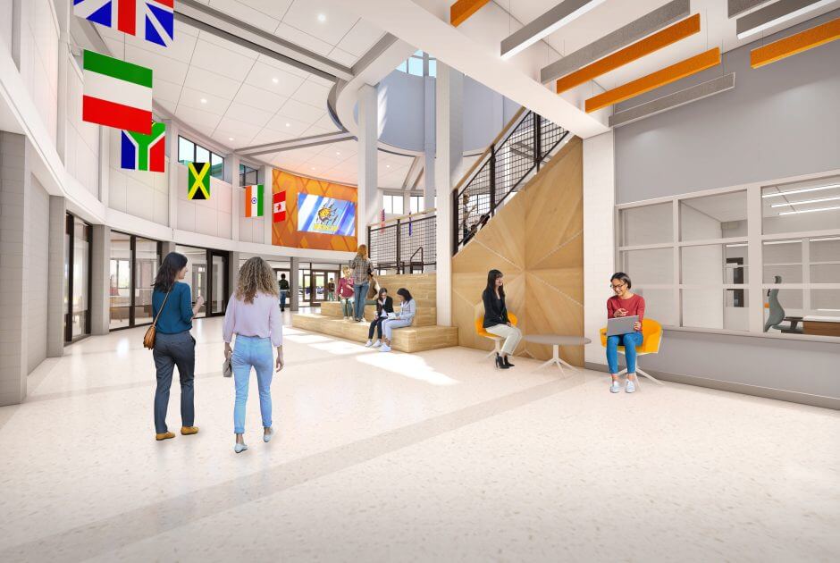 Warsaw High School Rendering - Main Entry Interior
