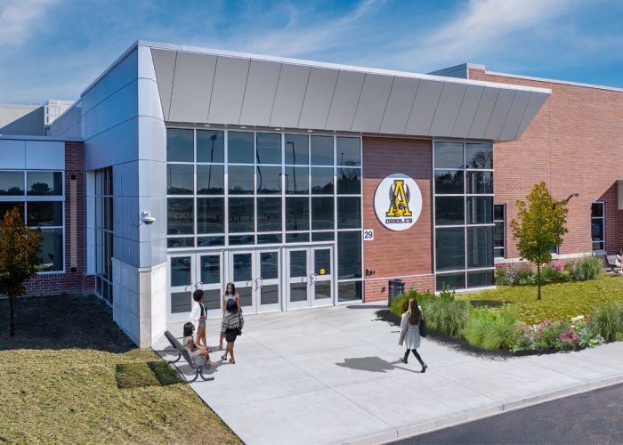 Avon High School Athletic Entrance with Students