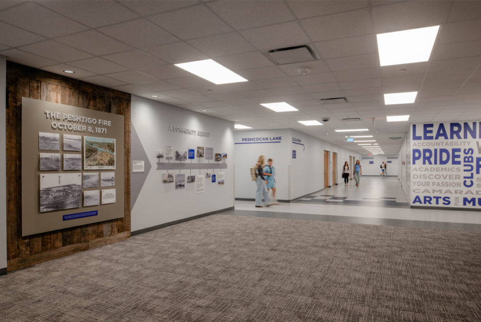 Peshtigo School District Renovated Hallway with Students
