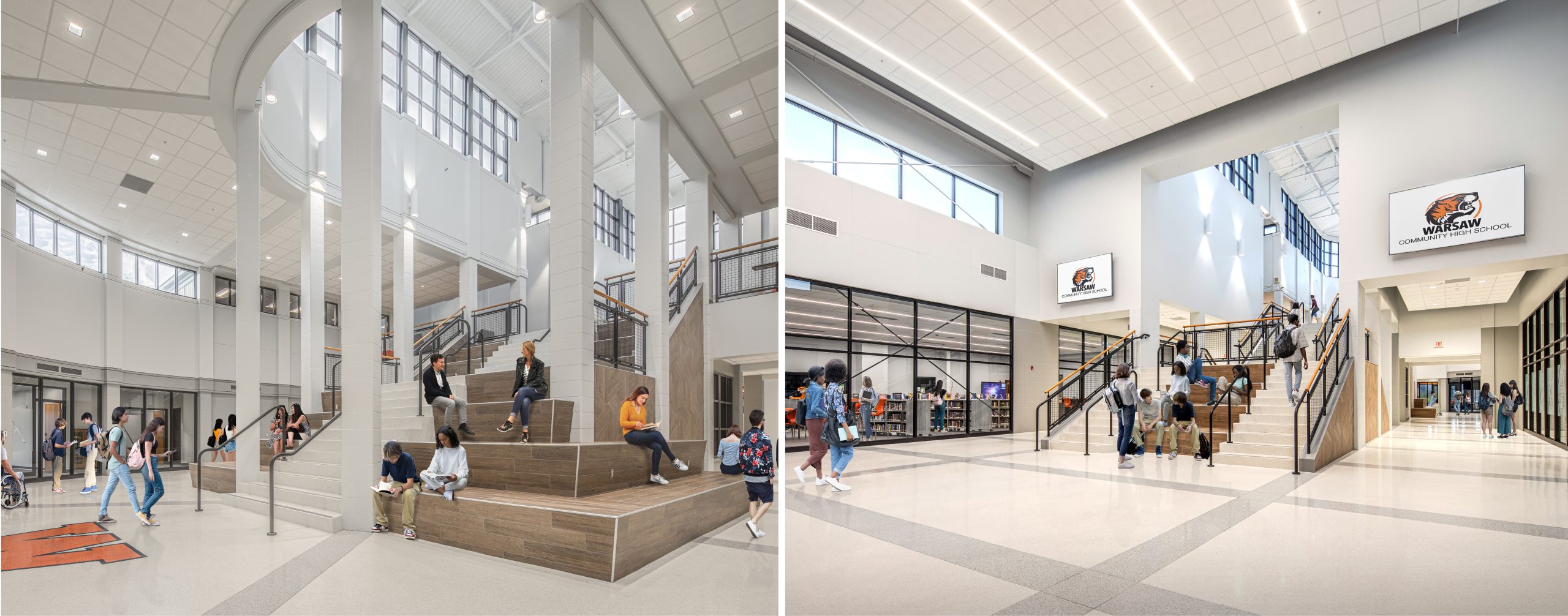 Two Pictures of Learning Stairs at Warsaw High School