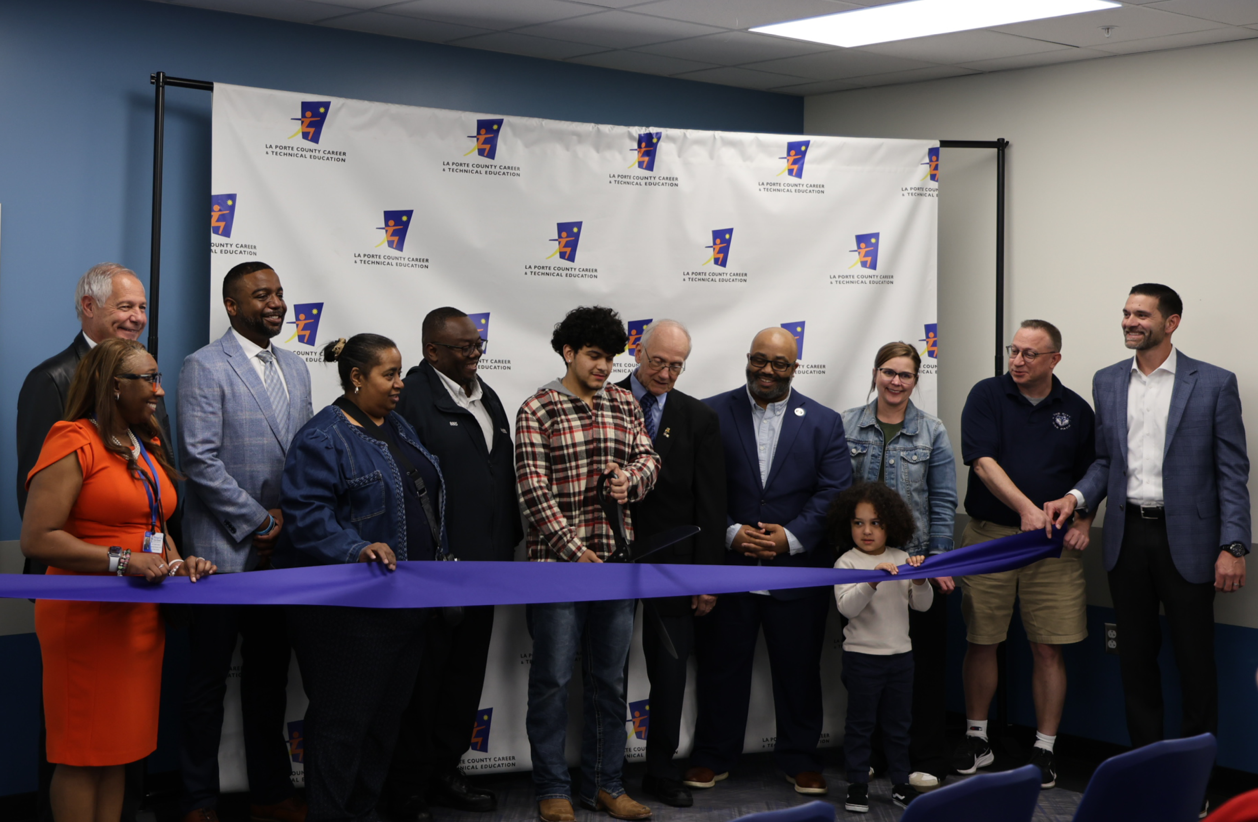 Michigan City Area Schools Ribbon Cutting Photo of new Career and Technical Education South Campus
