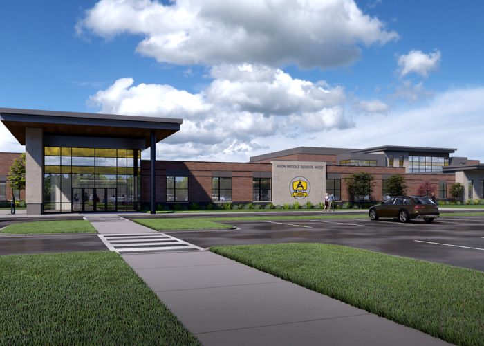 Exterior Rendering of new Avon Middle School West
