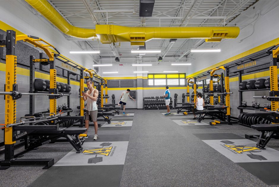 Avon Middle School West Weight Room with Student Athletes