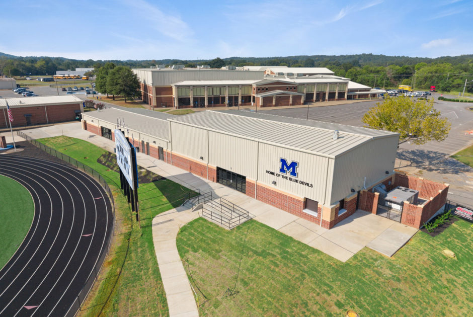 Floyd County Schools Model High School New Athletic Facility Exterior with Running Track