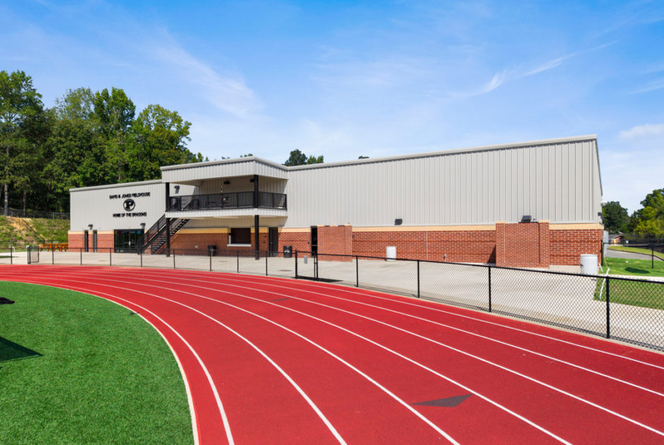 Floyd County Schools - Pepperell High School New Athletic Facility Aerial Exterior of Building and Running Track