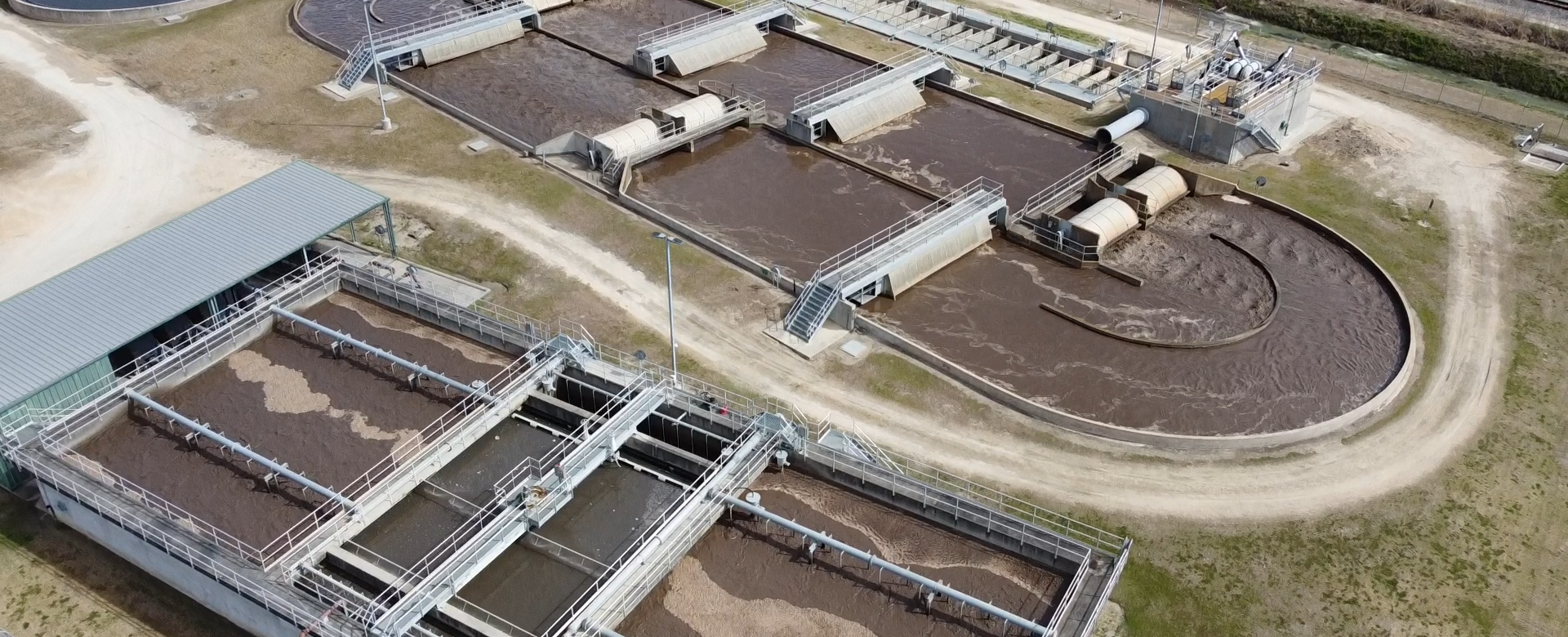 Aerial photo of city's wastewater treatment plant
