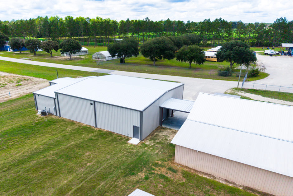 Aerial of Tattnall County Schools New Agriculture Building