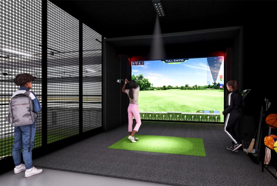 Rendering of Griffith Public Schools new high school athletic center - golf simulator