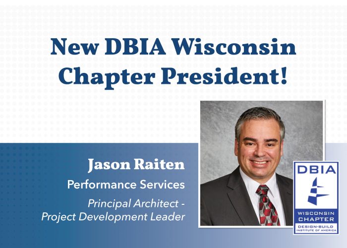 Announcement graphic sharing Jason Raiten was elected the new DBIA Wisconsin Chapter President