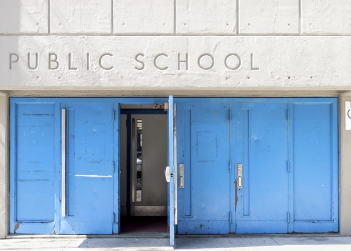 Public School Doors Outside of a School