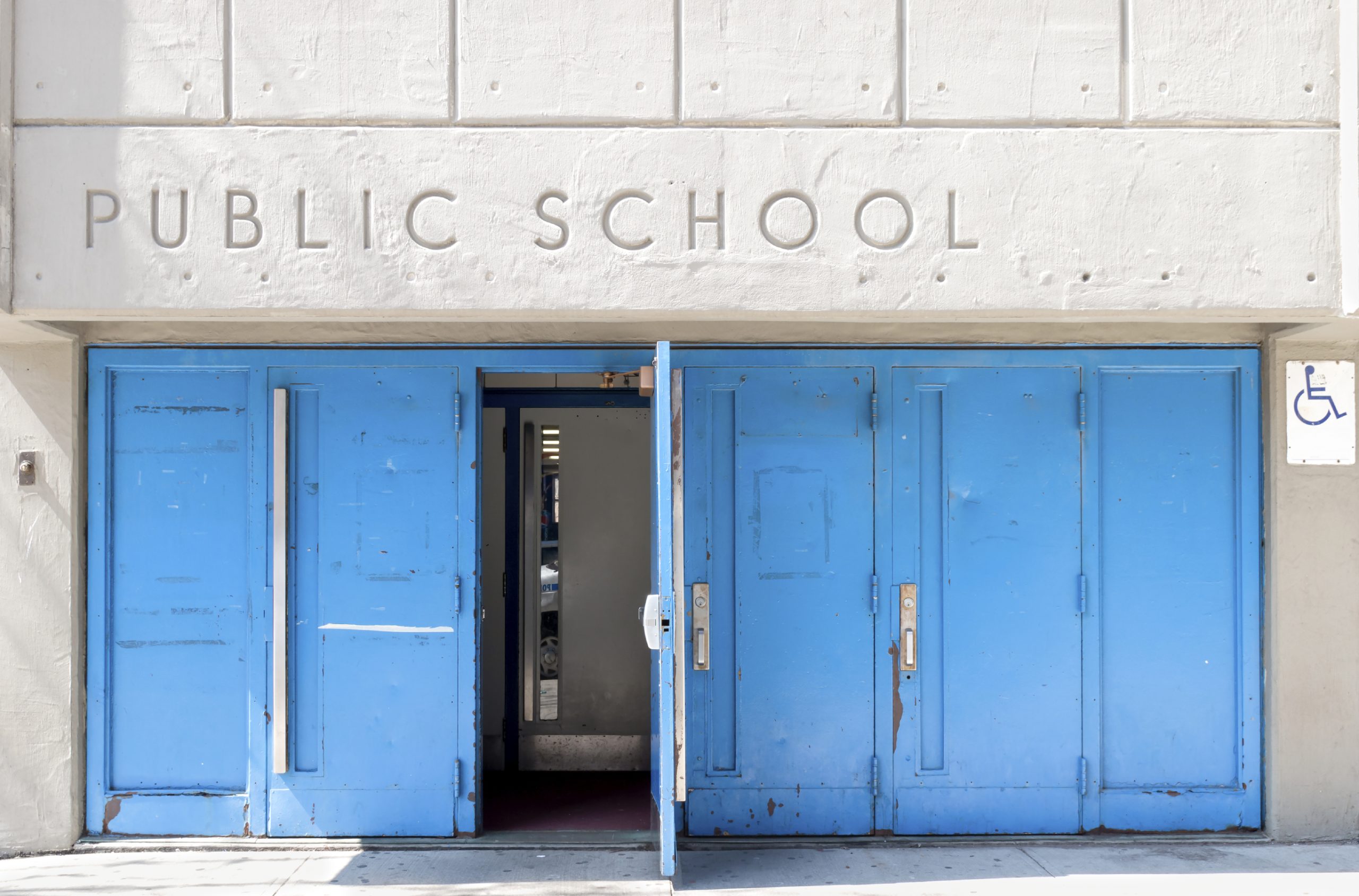 Public School Doors Outside of a School